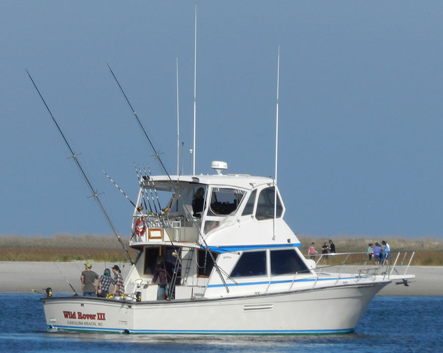 The Wild Rover III charter boat at Carolina Beach Municipal Harbor in North Carolina